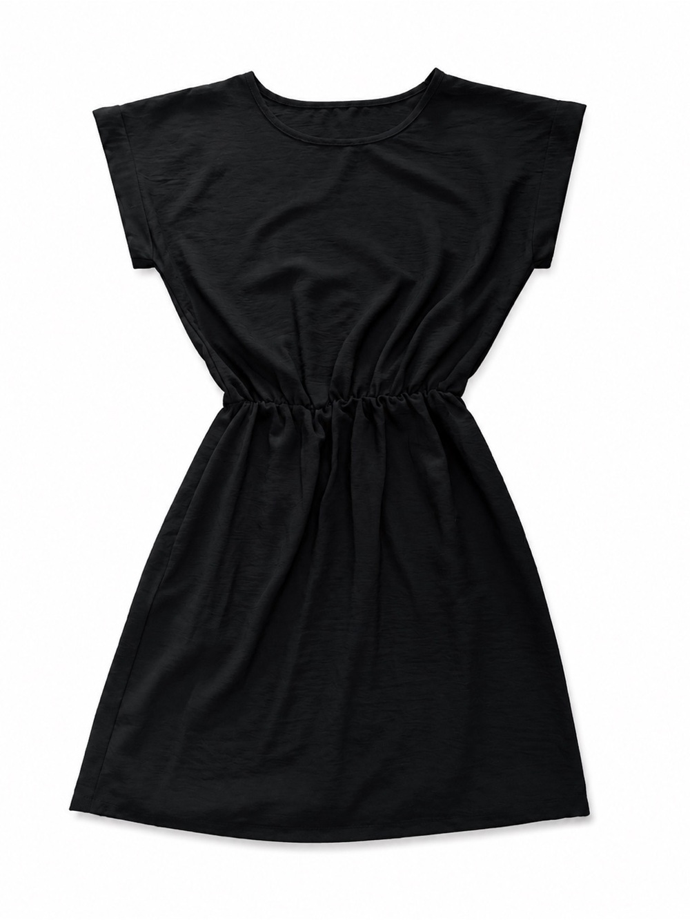 Savvi Black Dolman Sleeve Elastic Waist Dress Size Medium Made in USA
